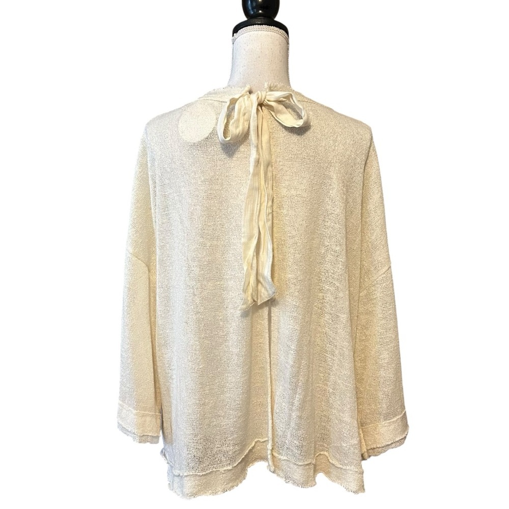 NWT Kye Mi Loose Knit‎ Button and Bow Back Sweater Women’s SZ L in Ivory - Picture 4 of 10